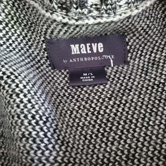 ANTHROPOLOGIE |‎ MAEVE Keisha Gray/Black Oversized Turtleneck Poncho Sweater M/L - Picture 11 of 14